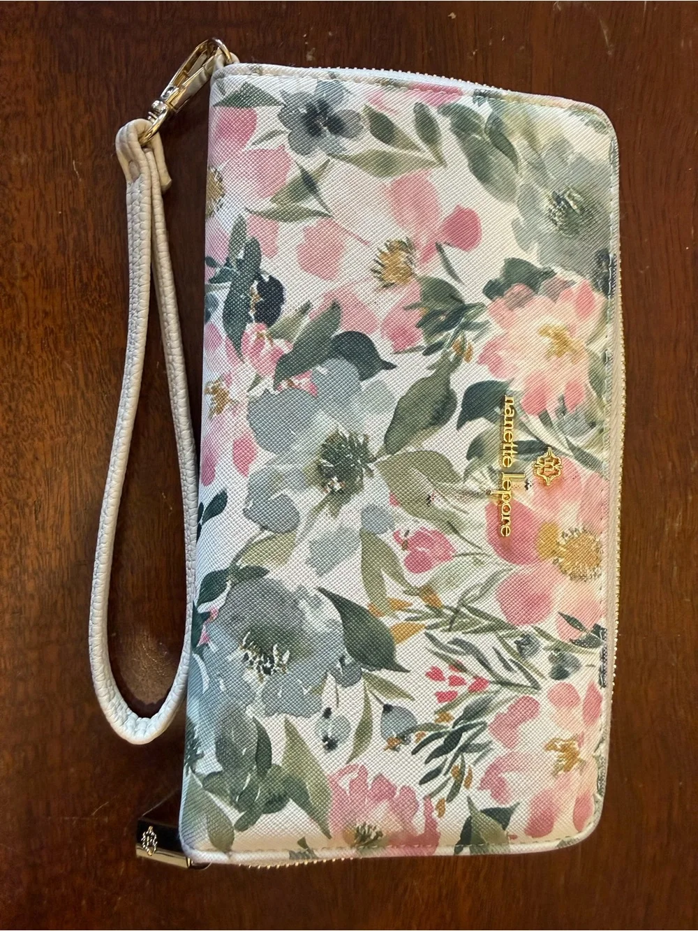Nanette Lepore Pink & Green Floral Wristlet Clutch
